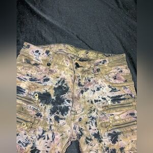 Tie-Dye Zipper Cargo Jeans in Black